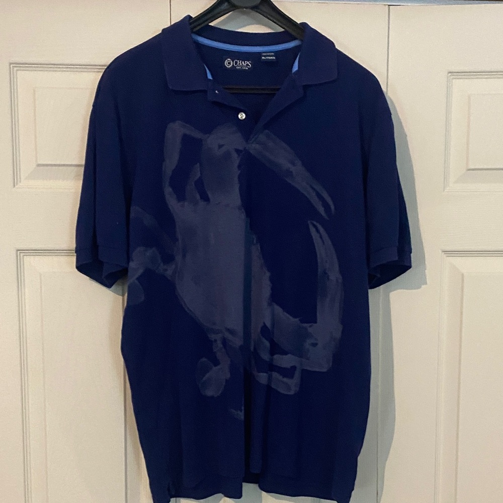 Chaps Dark Blue Polo with Crab Design